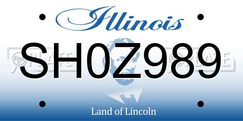 SH0Z989 Illinois License Plate