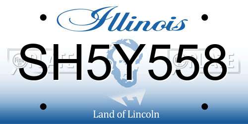 SH5Y558 Illinois License Plate