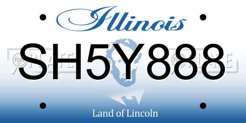 SH5Y888 Illinois License Plate