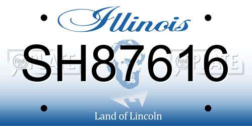 SH87616 Illinois License Plate