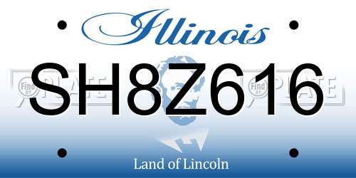 SH8Z616 Illinois License Plate