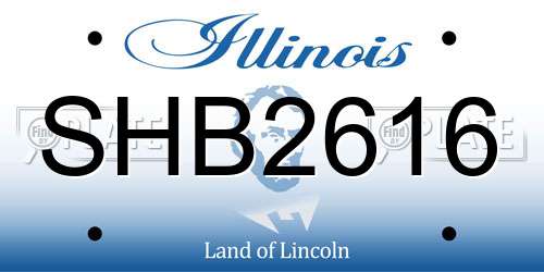 SHB2616 Illinois License Plate