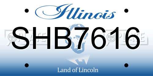 SHB7616 Illinois License Plate