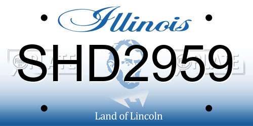 SHD2959 Illinois License Plate