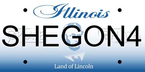 SHEGON4 Illinois License Plate
