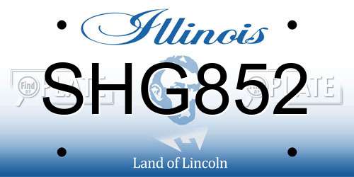 SHG852 Illinois License Plate