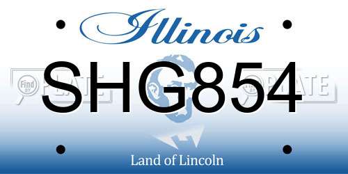SHG854 Illinois License Plate