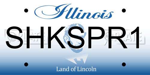 SHKSPR1 Illinois License Plate