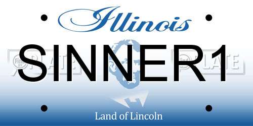 SINNER1 Illinois License Plate