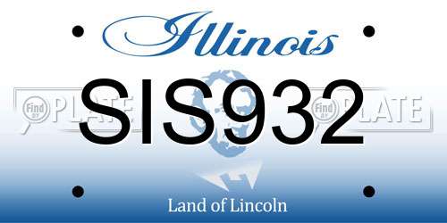 SIS932 Illinois License Plate