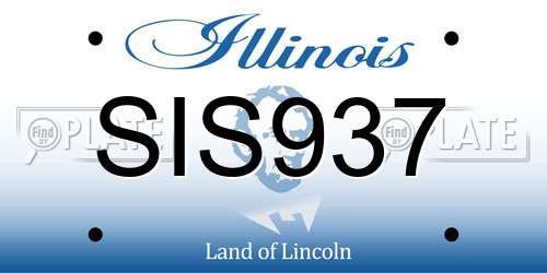 SIS937 Illinois License Plate