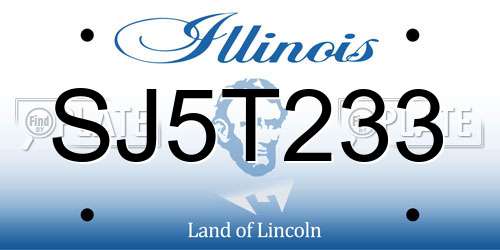 SJ5T233 Illinois License Plate