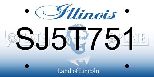 SJ5T751 Illinois License Plate