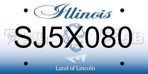 SJ5X080 Illinois License Plate