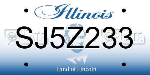 SJ5Z233 Illinois License Plate
