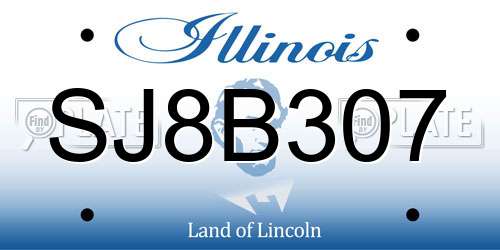SJ8B307 Illinois License Plate