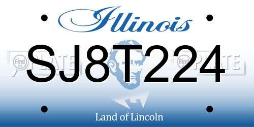 SJ8T224 Illinois License Plate