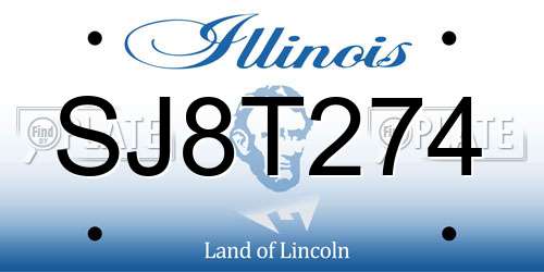 SJ8T274 Illinois License Plate