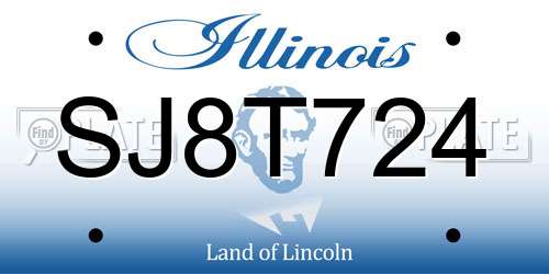 SJ8T724 Illinois License Plate