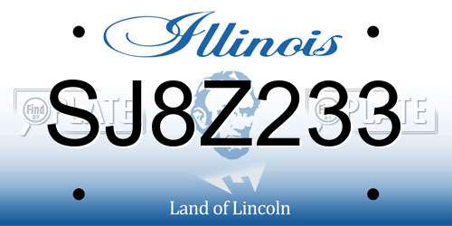 SJ8Z233 Illinois License Plate