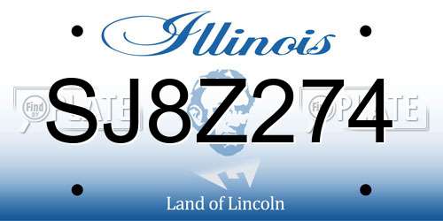 SJ8Z274 Illinois License Plate