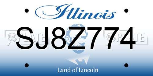 SJ8Z774 Illinois License Plate