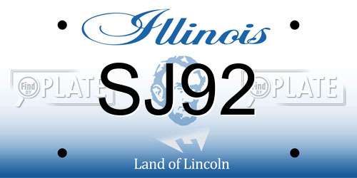 SJ92 Illinois License Plate