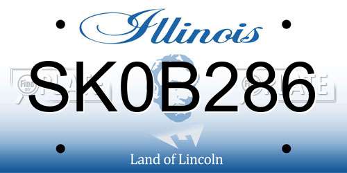 SK0B286 Illinois License Plate