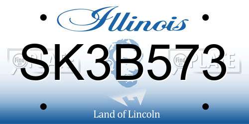 SK3B573 Illinois License Plate