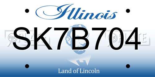 SK7B704 Illinois License Plate