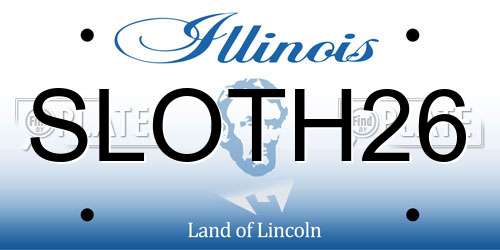 SLOTH26 Illinois License Plate