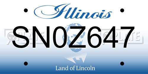 SN0Z647 Illinois License Plate