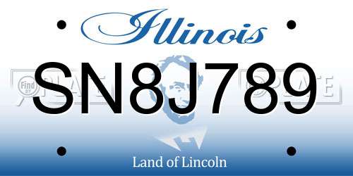 SN8J789 Illinois License Plate