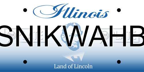 SNIKWAHB Illinois License Plate