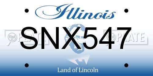 SNX547 Illinois License Plate