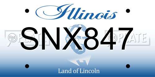 SNX847 Illinois License Plate