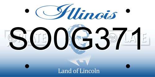 SO0G371 Illinois License Plate