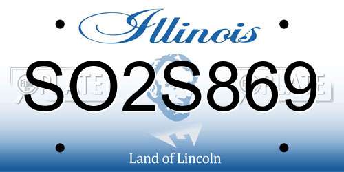 SO2S869 Illinois License Plate