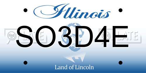 SO3D4E Illinois License Plate