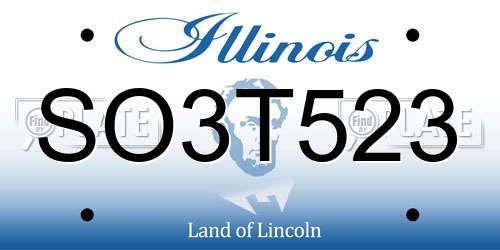 SO3T523 Illinois License Plate