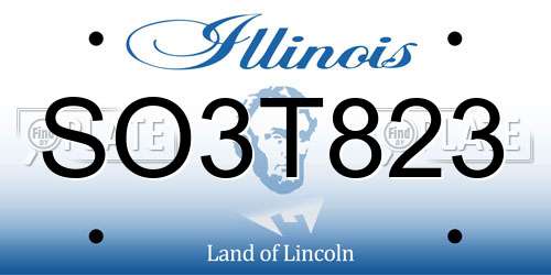 SO3T823 Illinois License Plate