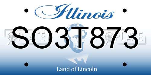 SO3T873 Illinois License Plate