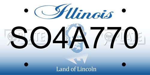 SO4A770 Illinois License Plate