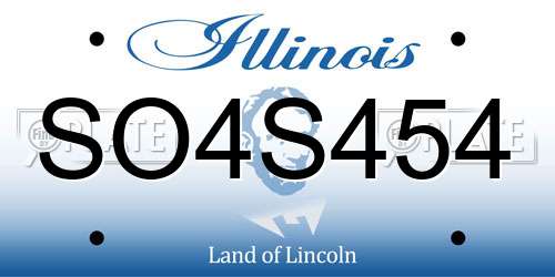 SO4S454 Illinois License Plate