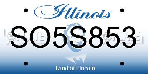 SO5S853 Illinois License Plate
