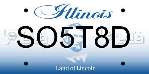 SO5T8D Illinois License Plate