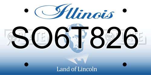 SO6T826 Illinois License Plate
