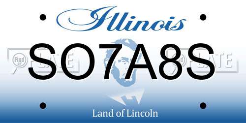 SO7A8S Illinois License Plate