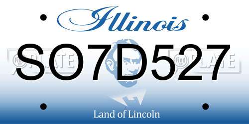 SO7D527 Illinois License Plate