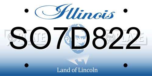 SO7D822 Illinois License Plate